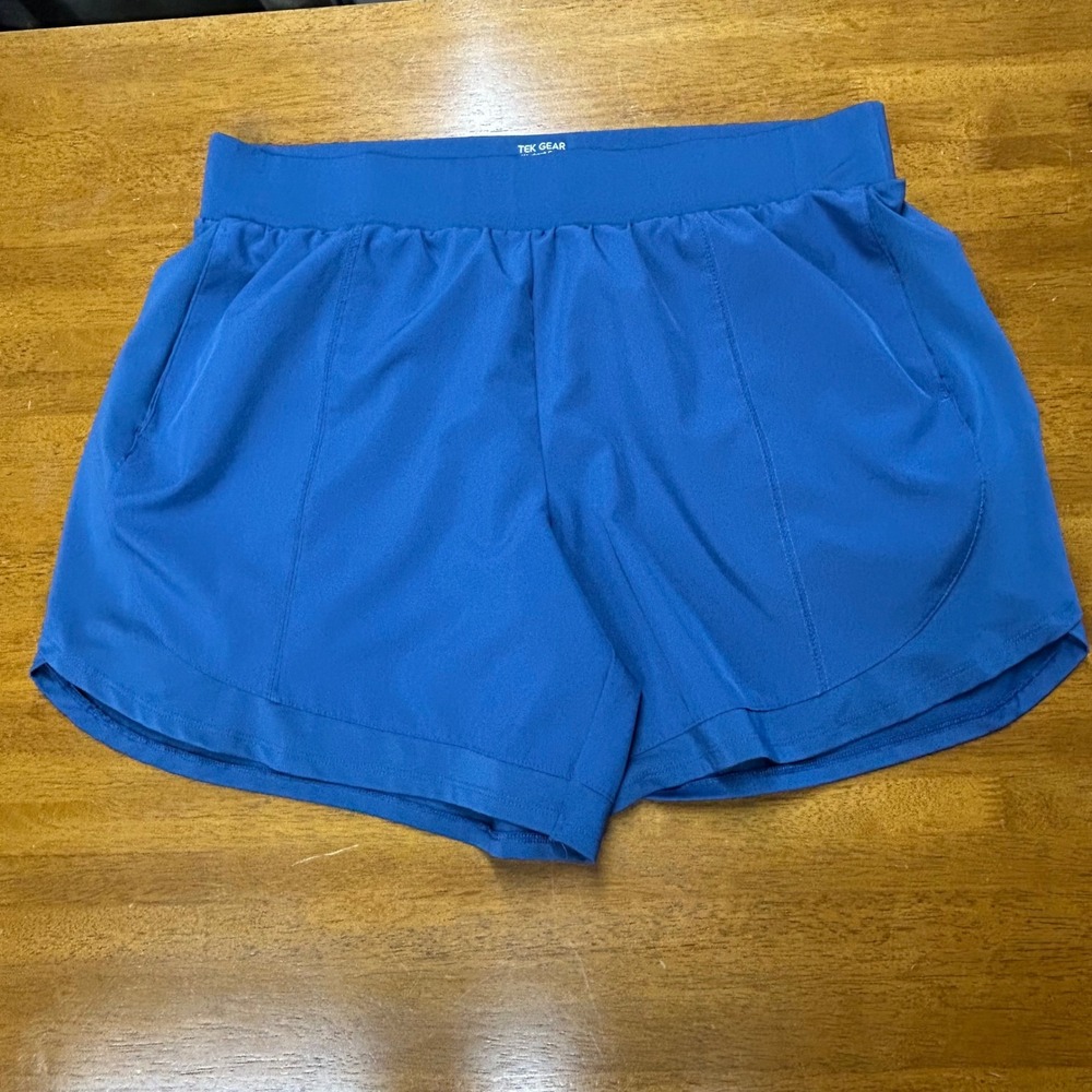 Tek Gear Womens Blue Athletic Workout Shorts XXL Pockets Stretch Activewear